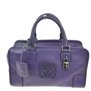 LOEWE Anagram logo Amazona 28 handbag suede Leather Purple Spain SHW 50RL795